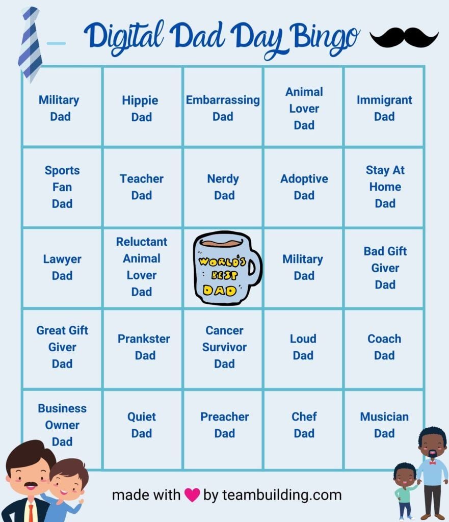 Digital Dad Day Bingo Card