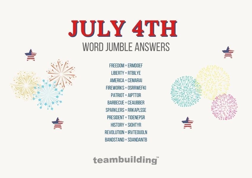 Virtual july 4th word jumble answers